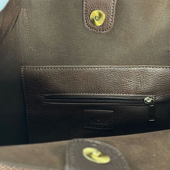 Joy Susan Megan Carry All Tote and Purse Vegan Brown Set of 2 - Picture 7 of 15